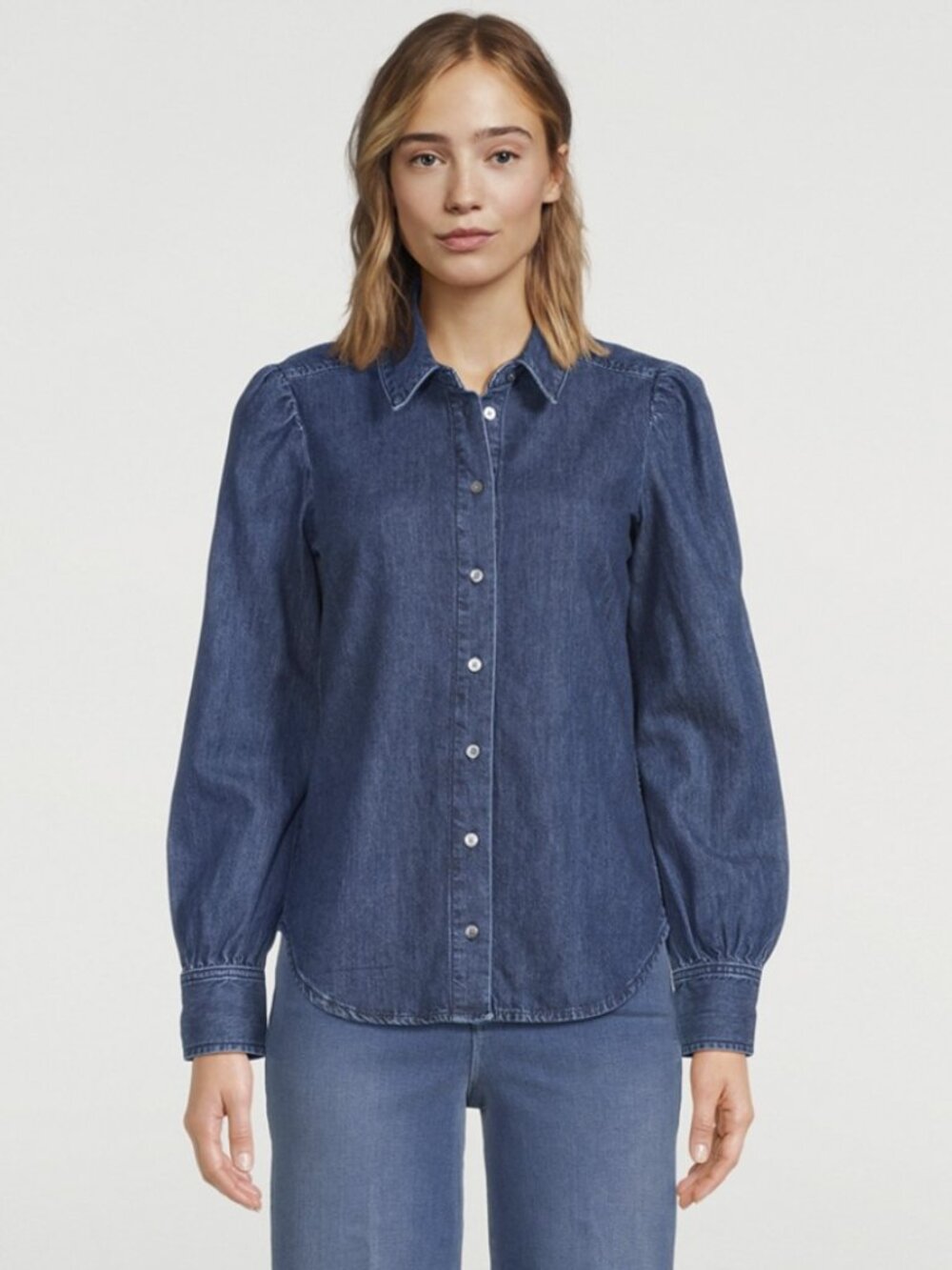 Frame Denim Blue Washed Button-Up Shirt